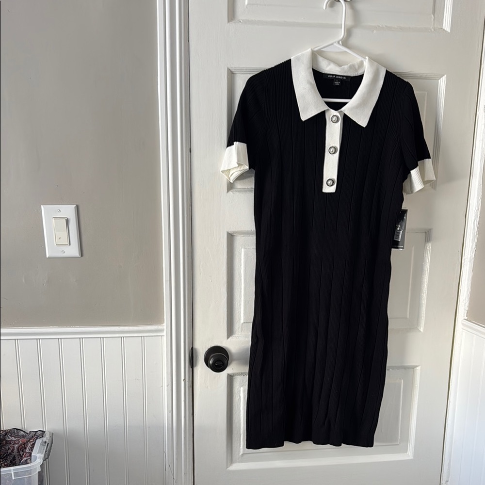 Julia Jordan Black and White Collared Knit Dress